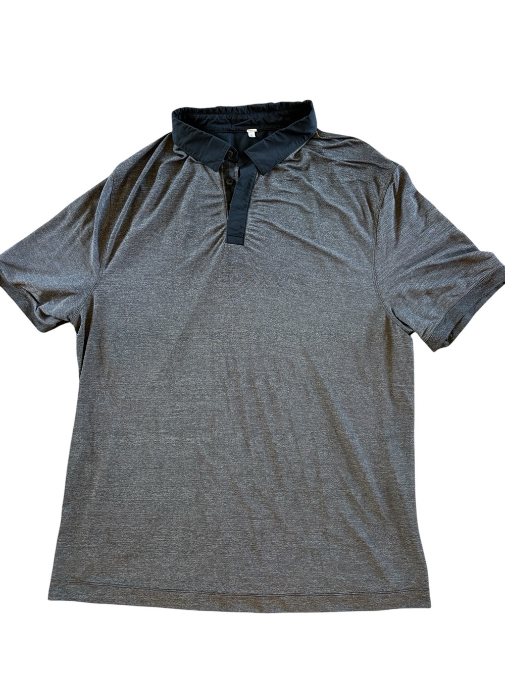 Lululemon Precision Polo Black And Grey Collar Mens Short Sleeve Shirt Size XL
